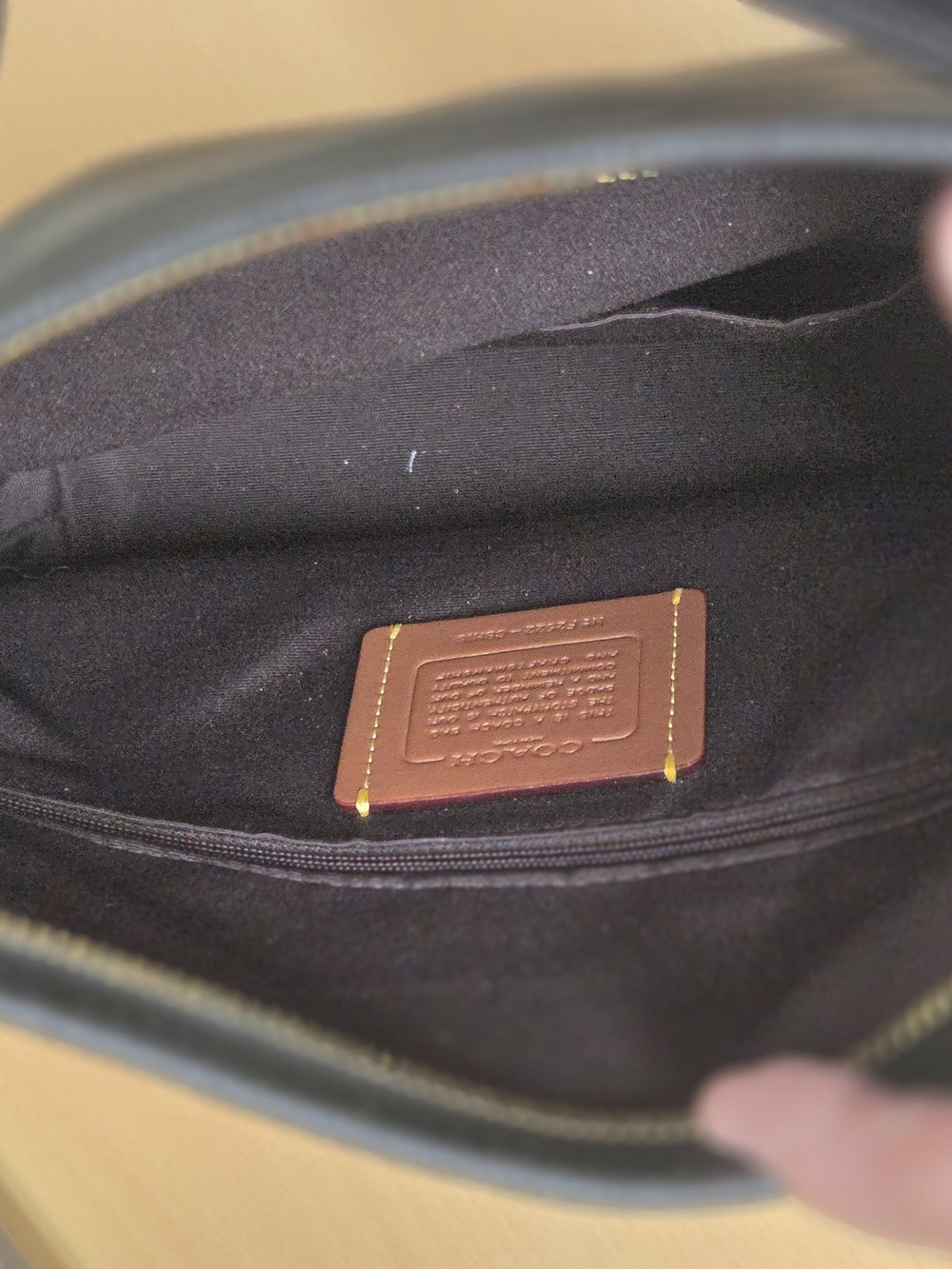 Coach Black Pebbled Leather Shoulder Bag. NOTE: SHOULDER STRAP SHORTENED. - Picture 4 of 5
